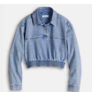 NWT Vanilla Star denim snap front polo crop size medium